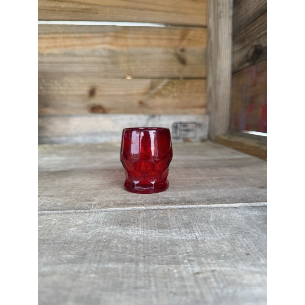 Vintage Viking Glass Ruby Red Georgian or Honeycomb Toothpick Holder